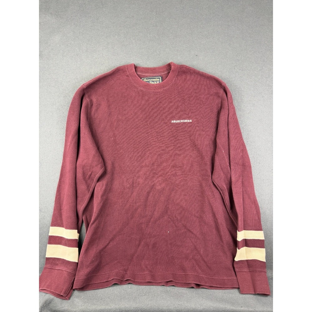 Abercrombie & Fitch Mens Crimson Pink Thermal T-Shirt Long Sleeve Skatewear XL